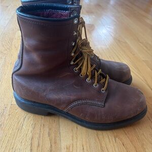 Red Wing Y2K Leather Brown Men's Size 12 Boots with Yellow Laces